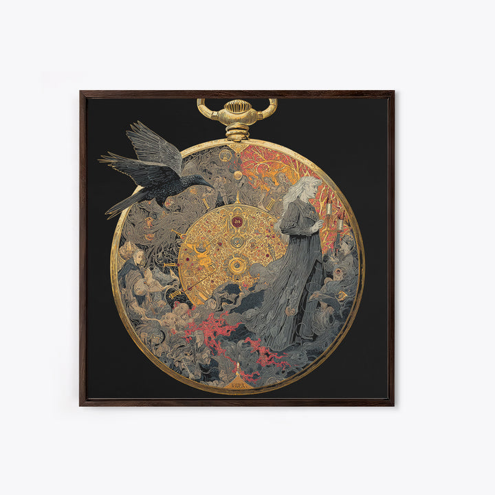 The Cursed Pocket Watch, Stained Glass Gothic Art, Square Wall Art, Macabre Wall Art, Canvas Print, Halloween Wall Art, Spooky Wall Decor
