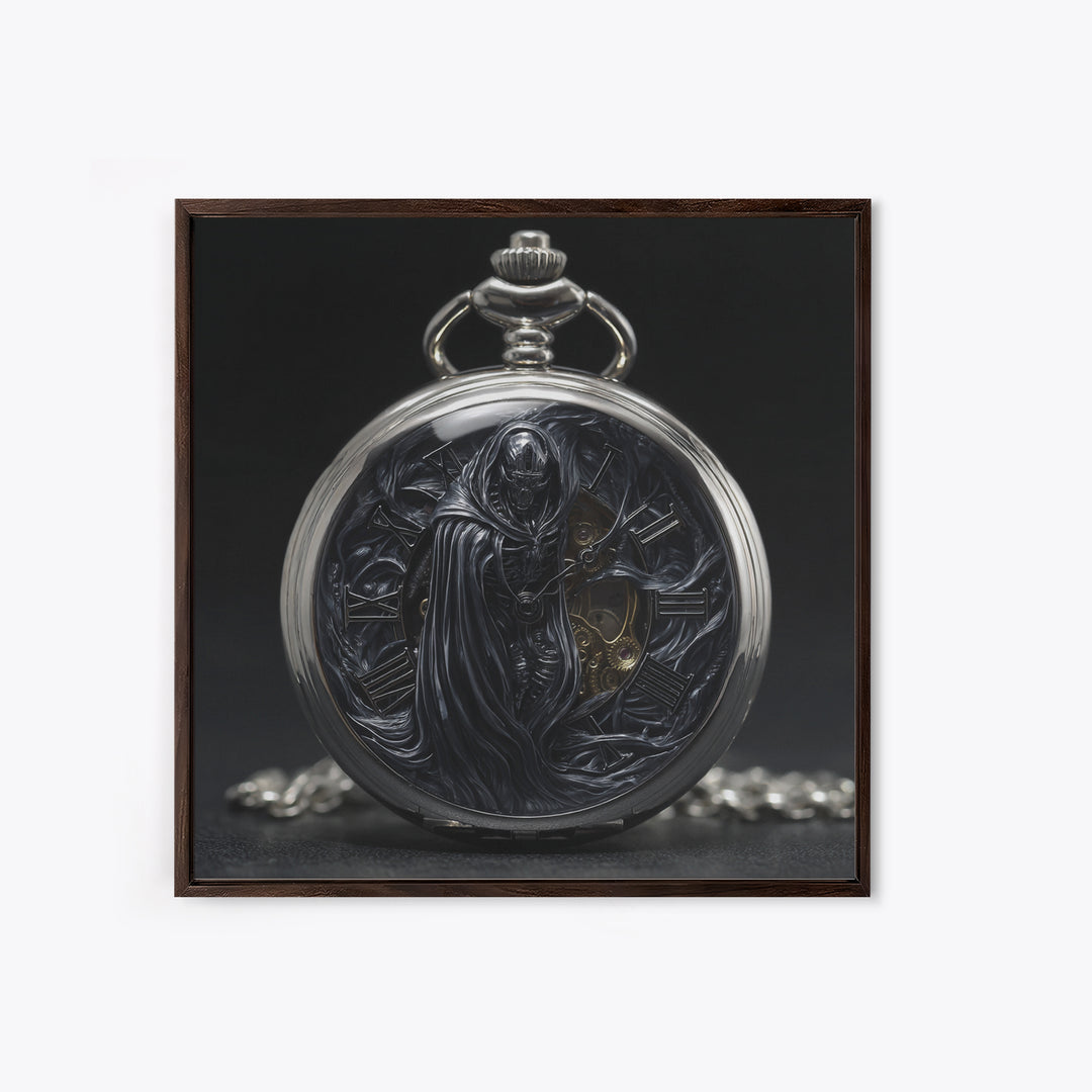The Cursed Pocket Watch, Biomechanical Horror Art, Square Wall Art, Macabre Wall Art, Canvas Print, Halloween Wall Art, Horror Wall Art