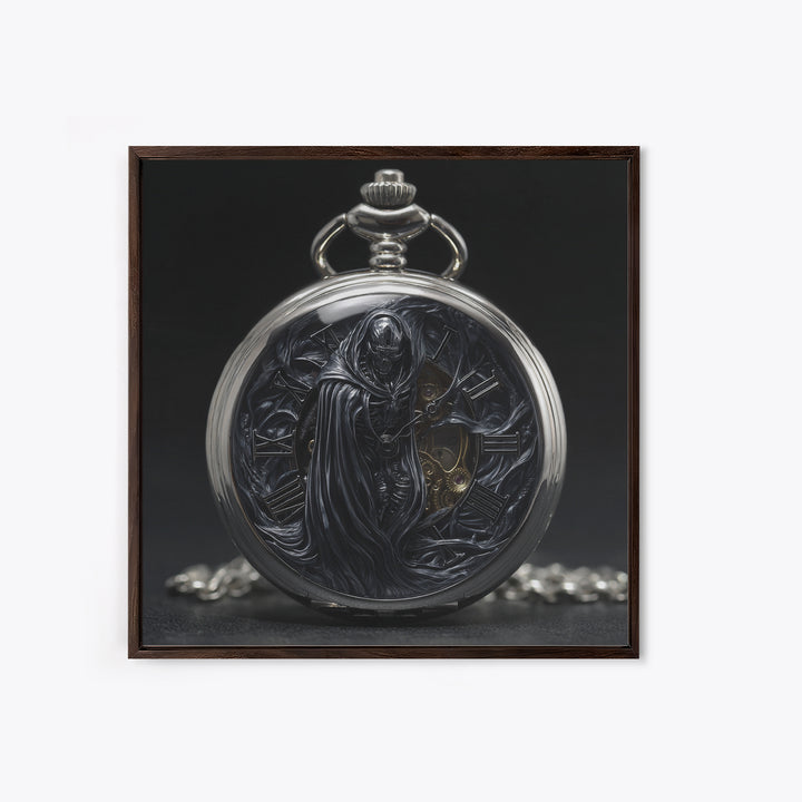 The Cursed Pocket Watch, Biomechanical Horror Art, Square Wall Art, Macabre Wall Art, Canvas Print, Halloween Wall Art, Horror Wall Art