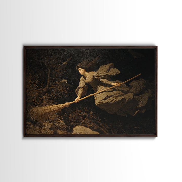 The Witch'S Broom, Symbolist Gothic Landscape, Landscape Wall Art, Gothic Horror Wall Art, Canvas Print, Halloween Wall Art