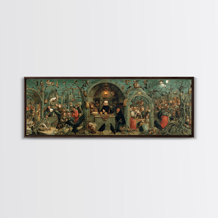 The Bone-Handled Lantern, Medieval Grotesque Art, Extra Wide Wall Art, Gothic Horror Wall Art, Framed Canvas Print