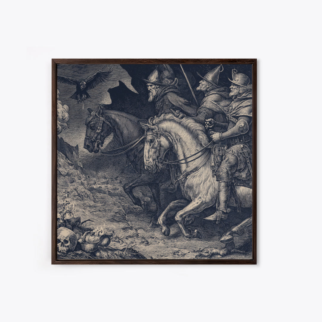 The Bone-Handled Lantern, Renaissance Engraving Art, Square Wall Art, Macabre Wall Art, Canvas Print, Halloween Wall Art