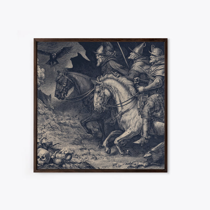The Bone-Handled Lantern, Renaissance Engraving Art, Square Wall Art, Macabre Wall Art, Canvas Print, Halloween Wall Art