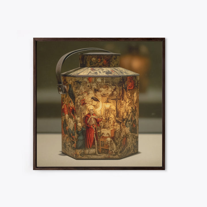The Bone-Handled Lantern, Danse Macabre Art, Square Wall Art, Macabre Wall Art, Canvas Print, Halloween Wall Art