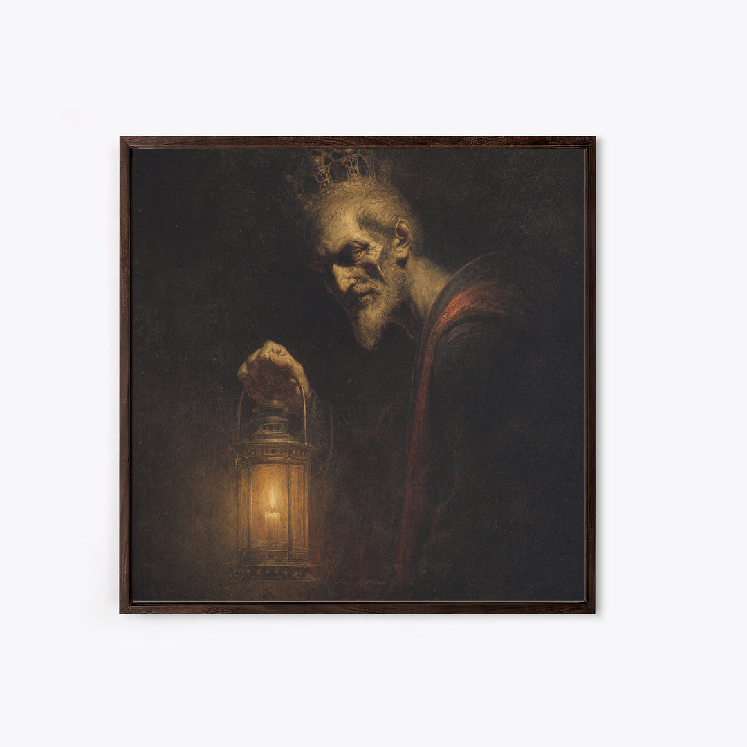 The Bone-Handled Lantern, Dark Symbolist Art, Square Wall Art, Dark Fantasy Wall Art, Canvas Print, Halloween Wall Art