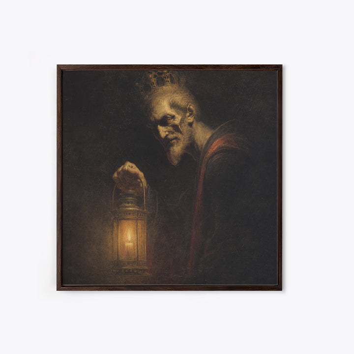 The Bone-Handled Lantern, Dark Symbolist Art, Square Wall Art, Dark Fantasy Wall Art, Canvas Print, Halloween Wall Art