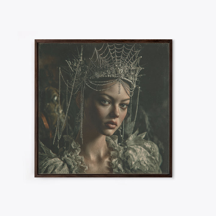 The Spiderweb Crown, Baroque Witchcraft Art, Square Wall Art, Gothic Horror Wall Art, Canvas Print, Halloween Wall Art, Halloween Decor