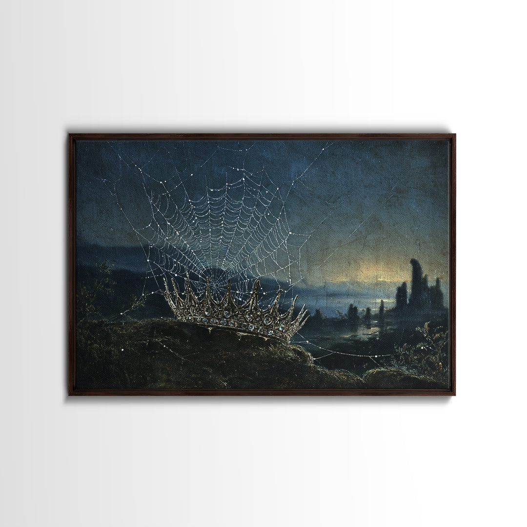The Spiderweb Crown, Romantic Gothic Landscape, Landscape Wall Art, Macabre Wall Art, Canvas Print, Halloween Wall Art