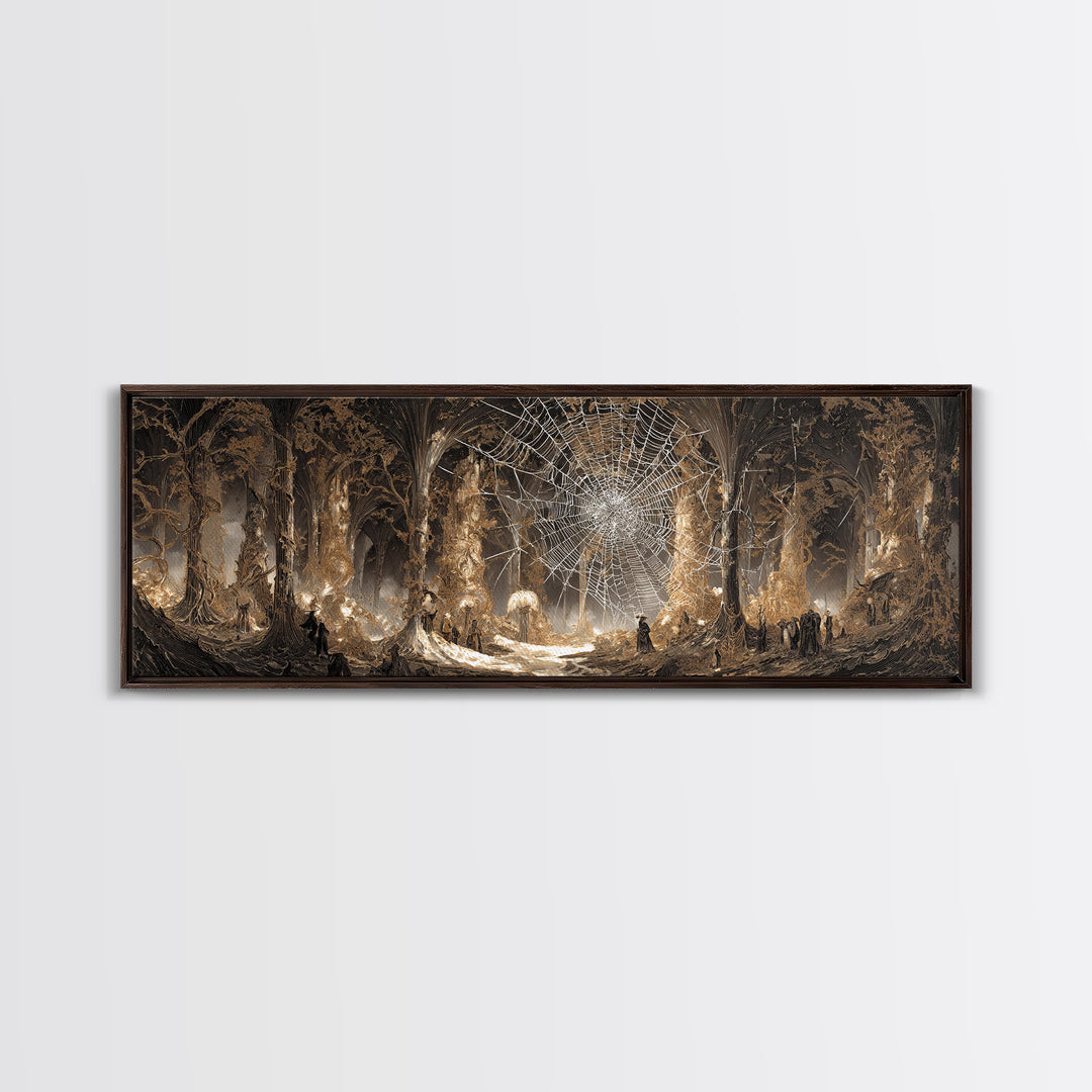 The Spiderweb Crown, Apocalyptic Romantic Art, Extra Wide Wall Art, Dark Halloween Decor, Canvas Print, Halloween Wall Art, Horror Wall Art
