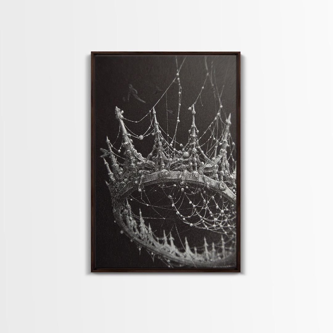 The Spiderweb Crown, Victorian Macabre Art, Vertical Wall Art, Dark Fantasy Wall Art, Canvas Print, Halloween Wall Art