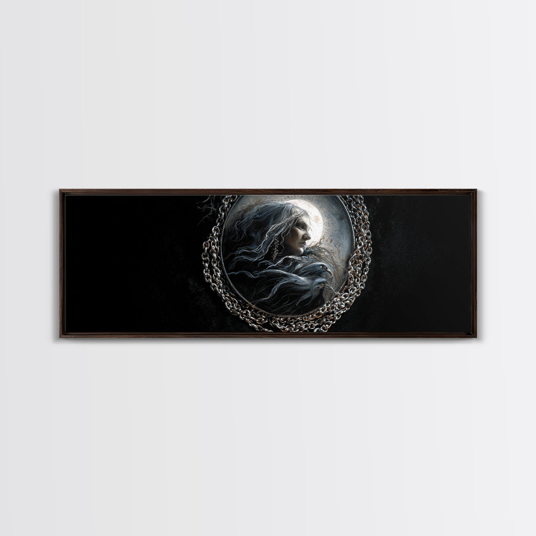 The Moonstone Amulet, Dark Romantic Horror Art, Extra Wide Wall Art, Macabre Wall Art, Canvas Print, Halloween Wall Art, Horror Wall Art