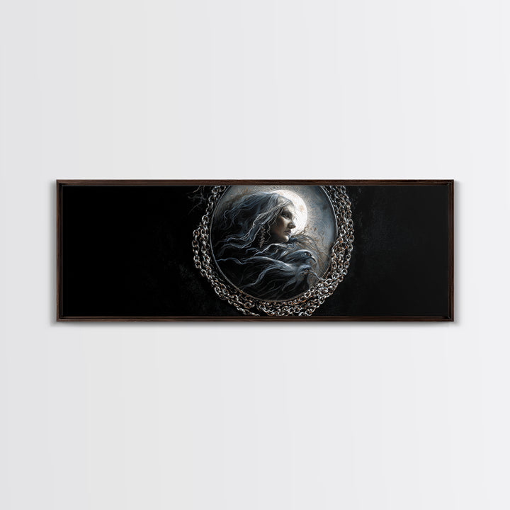 The Moonstone Amulet, Dark Romantic Horror Art, Extra Wide Wall Art, Macabre Wall Art, Canvas Print, Halloween Wall Art, Horror Wall Art