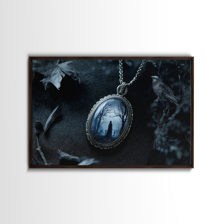The Moonstone Amulet, Romantic Gothic Landscape, Landscape Wall Art, Dark Halloween Decor, Canvas Print, Halloween Wall Art