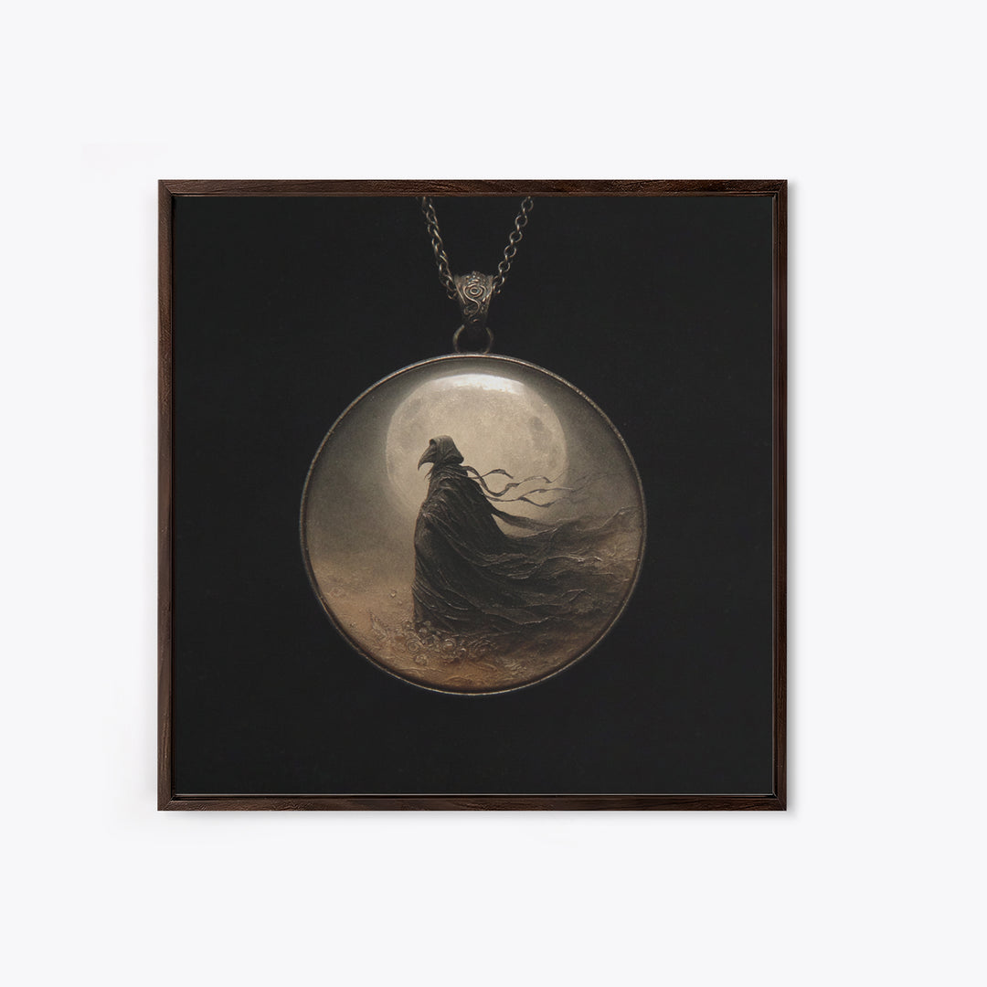 The Moonstone Amulet, Symbolist Dream Art, Square Wall Art, Macabre Wall Art, Canvas Print, Halloween Wall Art, Spooky Wall Decor
