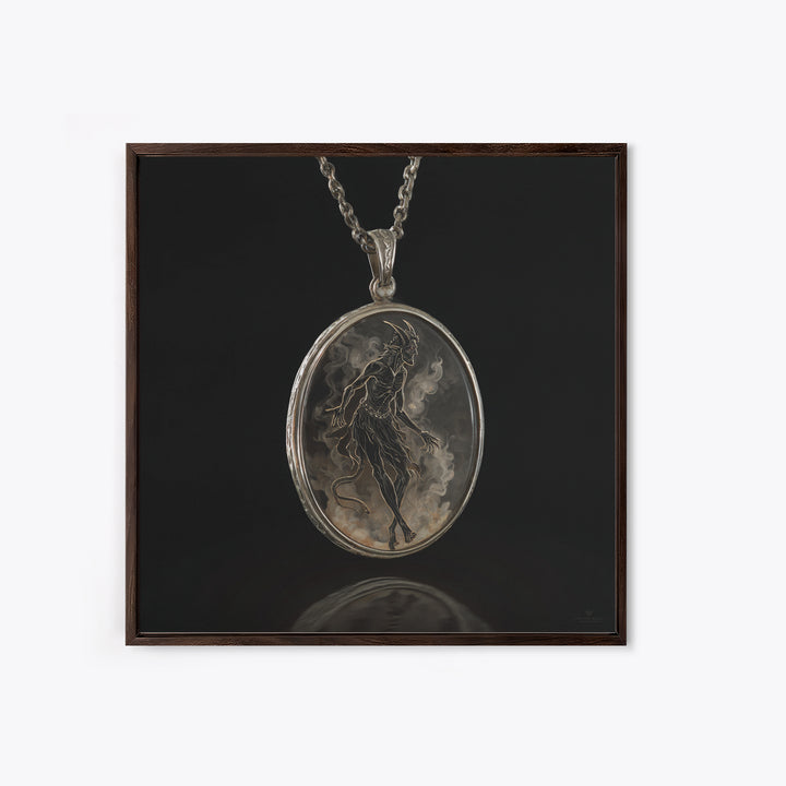 The Moonstone Amulet, Dark Symbolist Art, Square Wall Art, Dark Fantasy Wall Art, Canvas Print, Halloween Wall Art