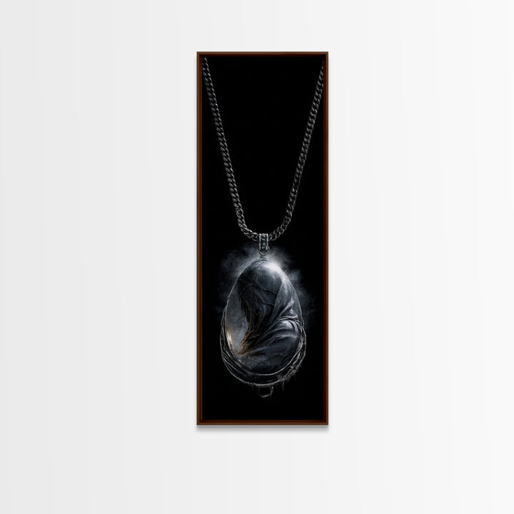 The Moonstone Amulet, Surreal Apocalyptic Art, Tall Narrow Wall Art, Gothic Horror Wall Art, Canvas Print, Halloween Wall Art