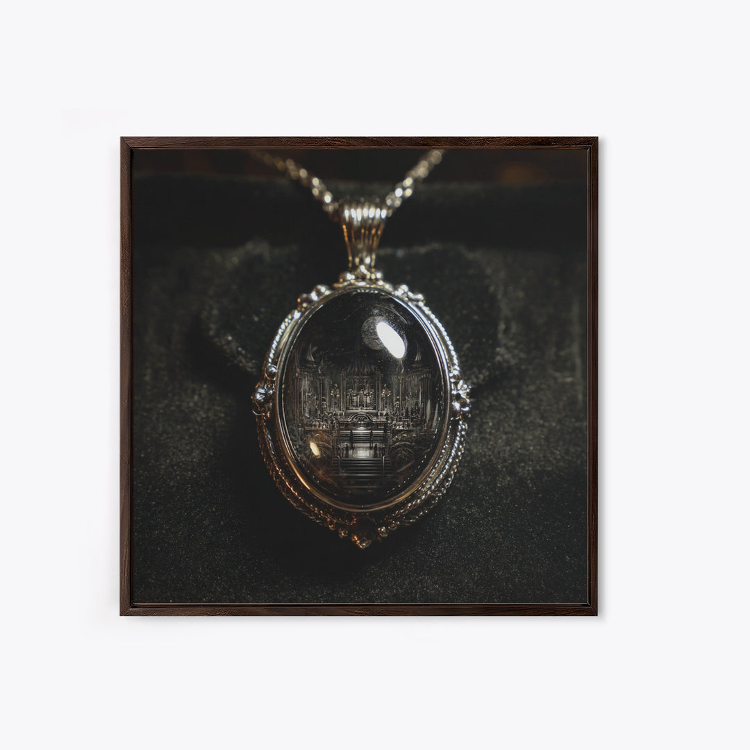 The Moonstone Amulet, Biomechanical Horror Art, Square Wall Art, Gothic Horror Wall Art, Canvas Print, Halloween Wall Art, Spooky Wall Decor