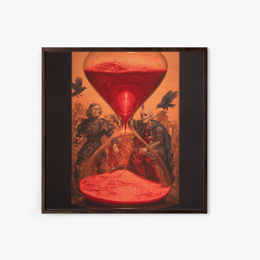 The Crimson Hourglass, Danse Macabre Art, Square Wall Art, Dark Fantasy Wall Art, Framed Canvas Print, Dark Fantasy Art