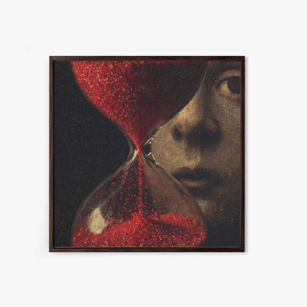 The Crimson Hourglass, Symbolist Dream Art, Square Wall Art, Dark Halloween Decor, Canvas Print, Halloween Wall Art, Macabre Wall Art