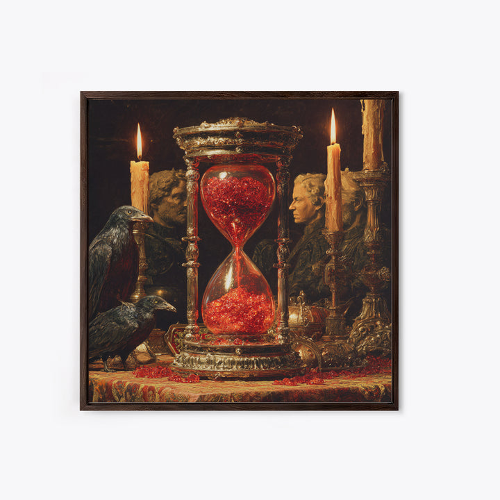 The Crimson Hourglass, Ornate Symbolist Art, Square Wall Art, Macabre Wall Art, Framed Canvas Print, Halloween Wall Art