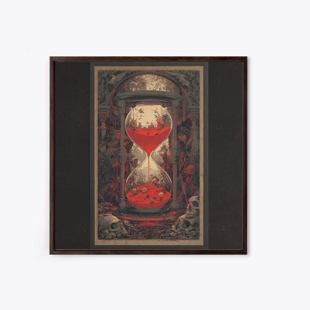 The Crimson Hourglass, Decadent Gothic Art, Square Wall Art, Dark Halloween Decor, Framed Canvas Print, Halloween Wall Art