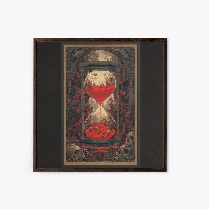The Crimson Hourglass, Decadent Gothic Art, Square Wall Art, Dark Halloween Decor, Framed Canvas Print, Halloween Wall Art