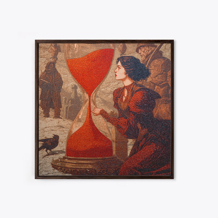 The Crimson Hourglass, Symbolist Death Art, Square Wall Art, Macabre Wall Art, Canvas Print, Halloween Wall Art, Seasonal Home Decor