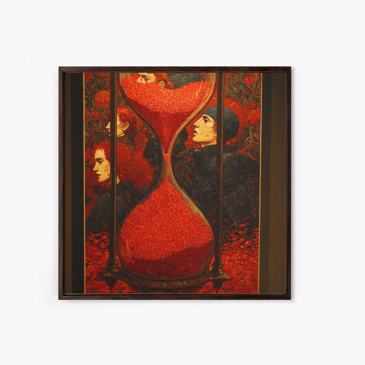 The Crimson Hourglass, Stained Glass Gothic Art, Square Wall Art, Dark Halloween Decor, Framed Canvas Print, Halloween Wall Art