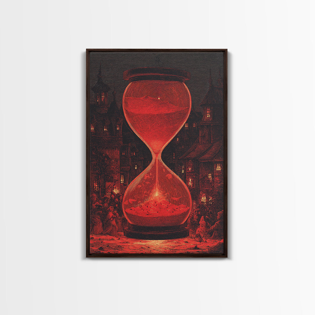 The Crimson Hourglass, Victorian Macabre Art, Vertical Wall Art, Dark Halloween Decor, Canvas Print, Halloween Wall Art