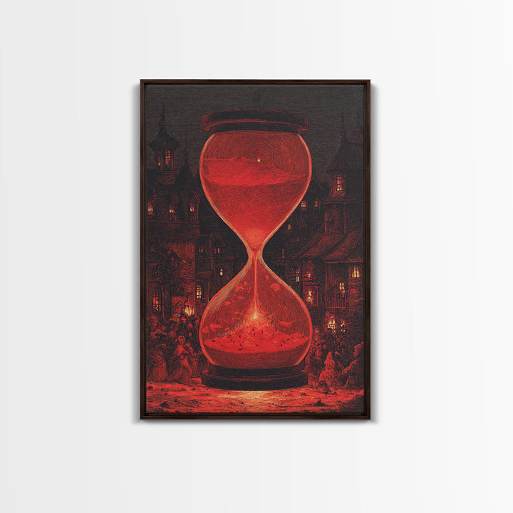 The Crimson Hourglass, Victorian Macabre Art, Vertical Wall Art, Dark Halloween Decor, Canvas Print, Halloween Wall Art