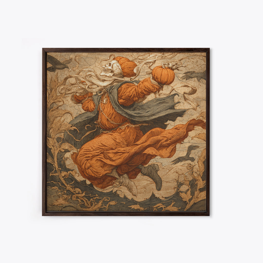 The Jack-O'-Lantern Throne, Danse Macabre Art, Square Wall Art, Macabre Wall Art, Framed Canvas Print, Dark Fantasy Art