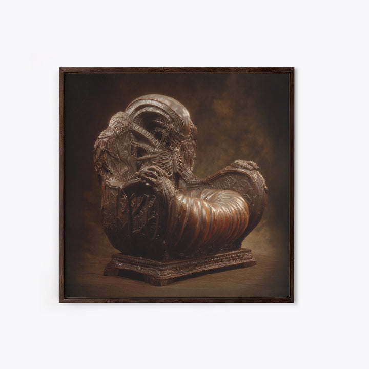 The Jack-O'-Lantern Throne, Biomechanical Horror Art, Square Wall Art, Macabre Wall Art, Framed Canvas Print, Halloween Wall Art