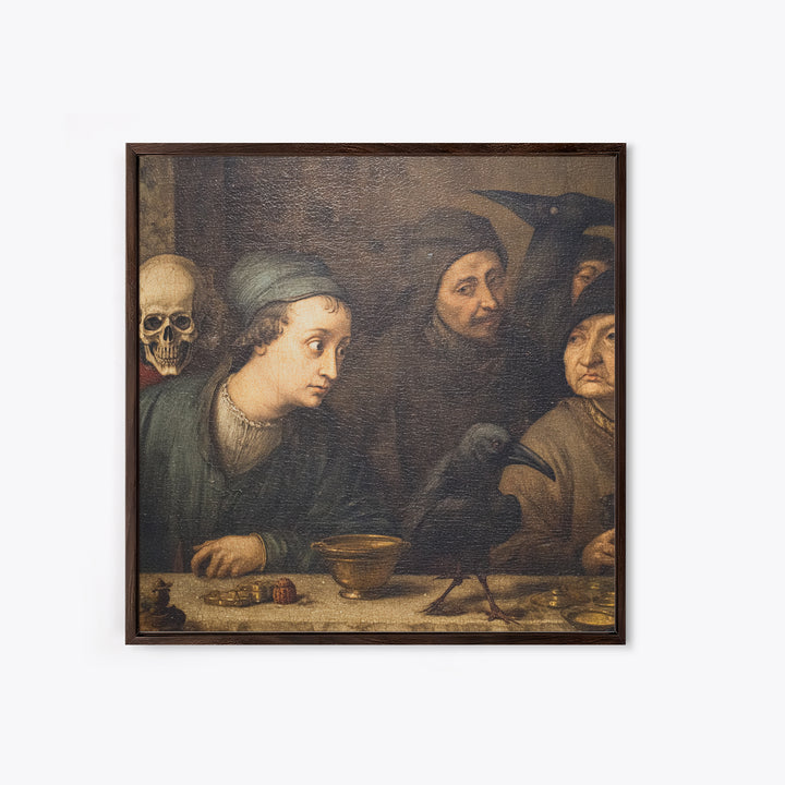 The Haunted Portrait, Danse Macabre Art, Square Wall Art, Dark Fantasy Wall Art, Canvas Print, Halloween Wall Art