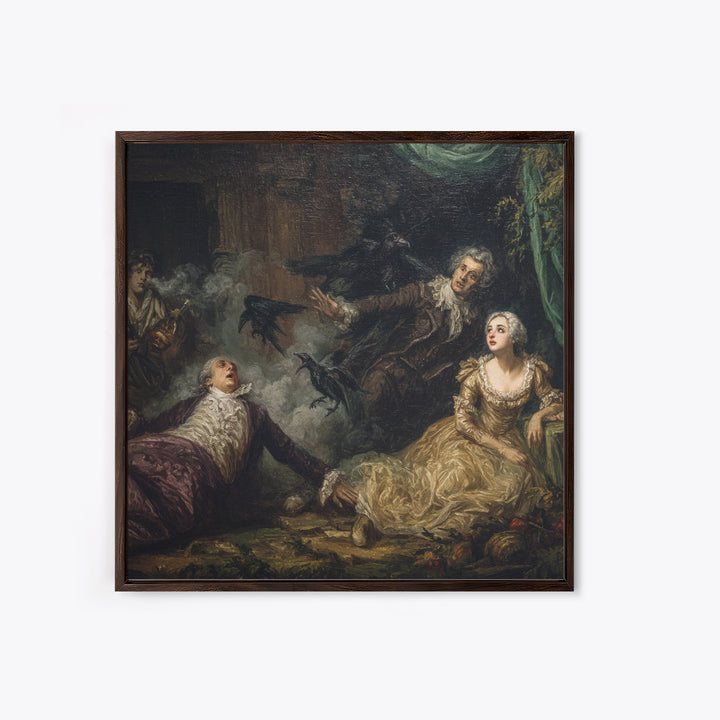 The Haunted Portrait, Gothic Nightmare Art, Square Wall Art, Dark Fantasy Wall Art, Framed Canvas Print, Halloween Wall Art