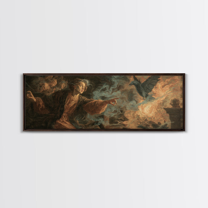 The Haunted Portrait, Visionary Gothic Art, Extra Wide Wall Art, Dark Halloween Decor, Canvas Print, Halloween Wall Art