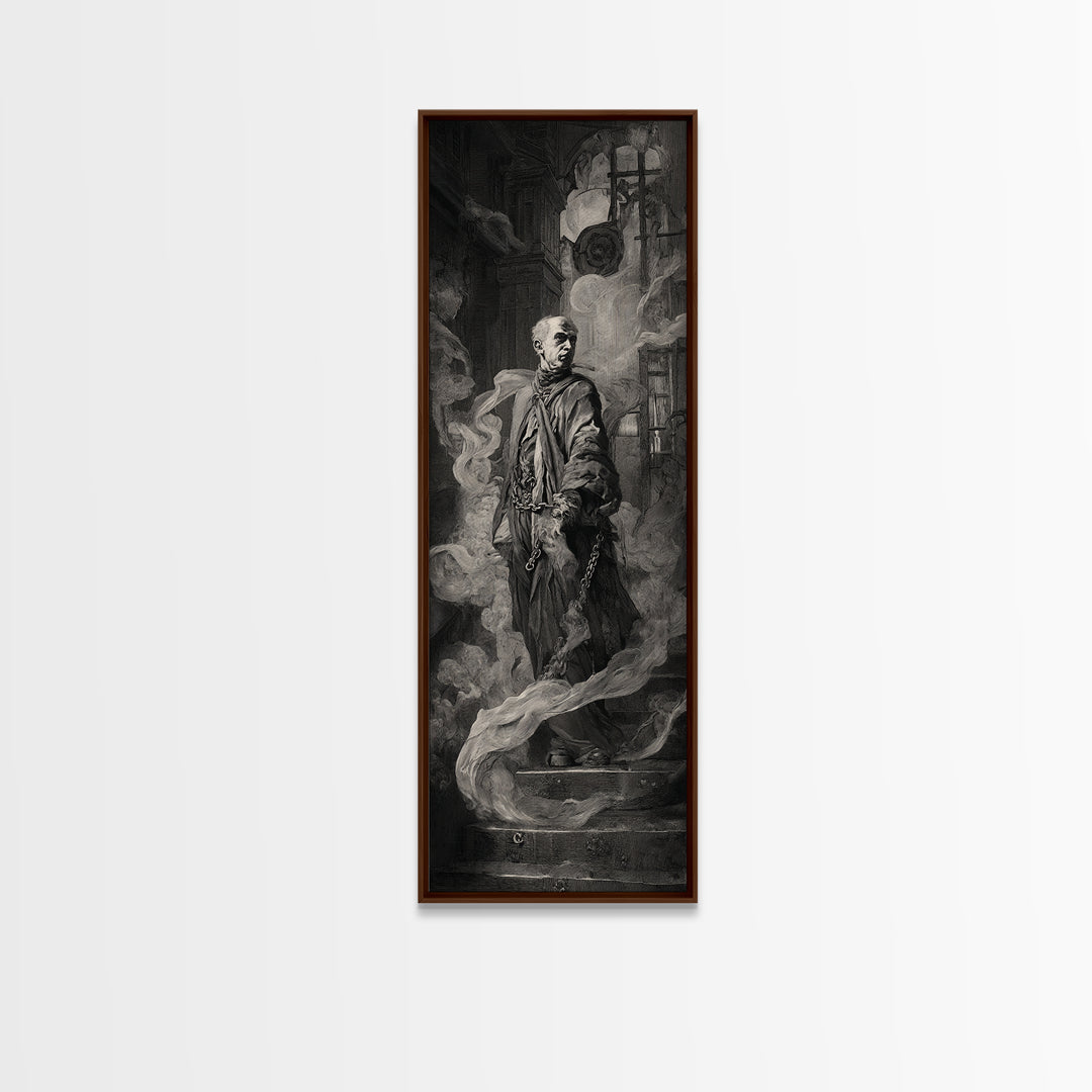 The Haunted Portrait, Architectural Etching Art, Tall Narrow Wall Art, Macabre Wall Art, Framed Canvas Print, Horror Wall Art
