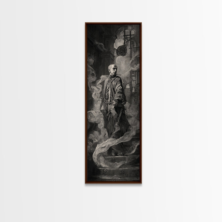 The Haunted Portrait, Architectural Etching Art, Tall Narrow Wall Art, Macabre Wall Art, Framed Canvas Print, Horror Wall Art