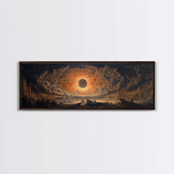 The Haunted Portrait, Apocalyptic Romantic Art, Extra Wide Wall Art, Macabre Wall Art, Framed Canvas Print, Halloween Wall Art