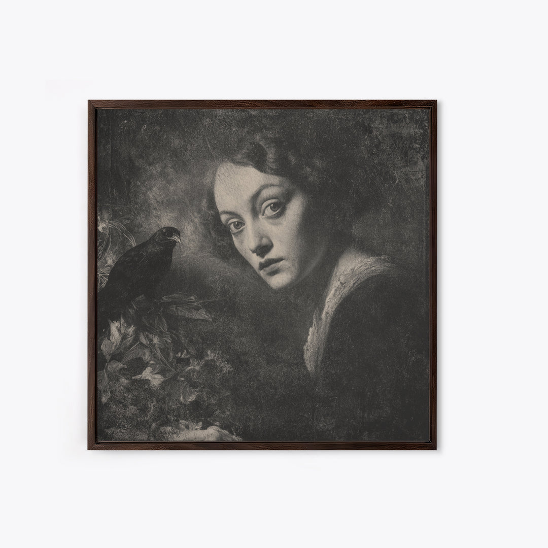 The Haunted Portrait, Symbolist Dream Art, Square Wall Art, Gothic Horror Wall Art, Framed Canvas Print, Halloween Wall Art
