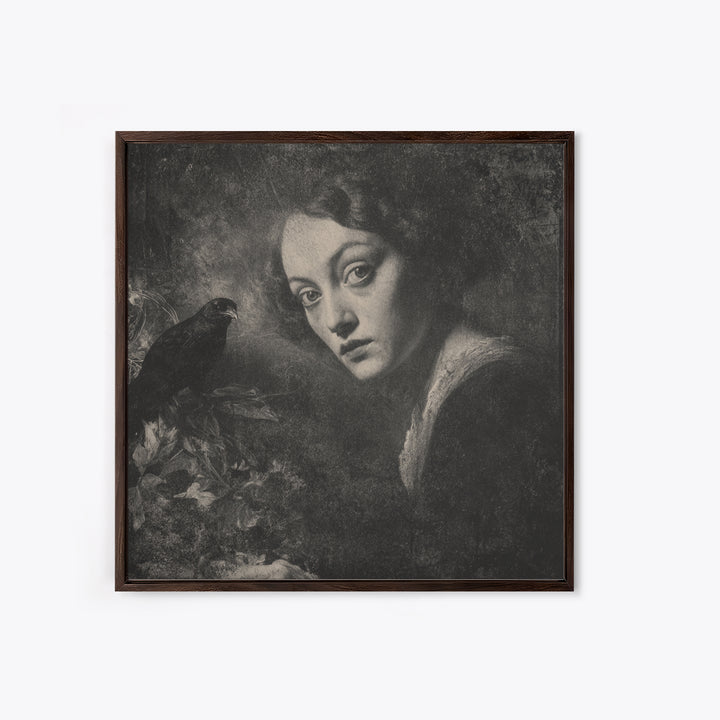 The Haunted Portrait, Symbolist Dream Art, Square Wall Art, Gothic Horror Wall Art, Framed Canvas Print, Halloween Wall Art