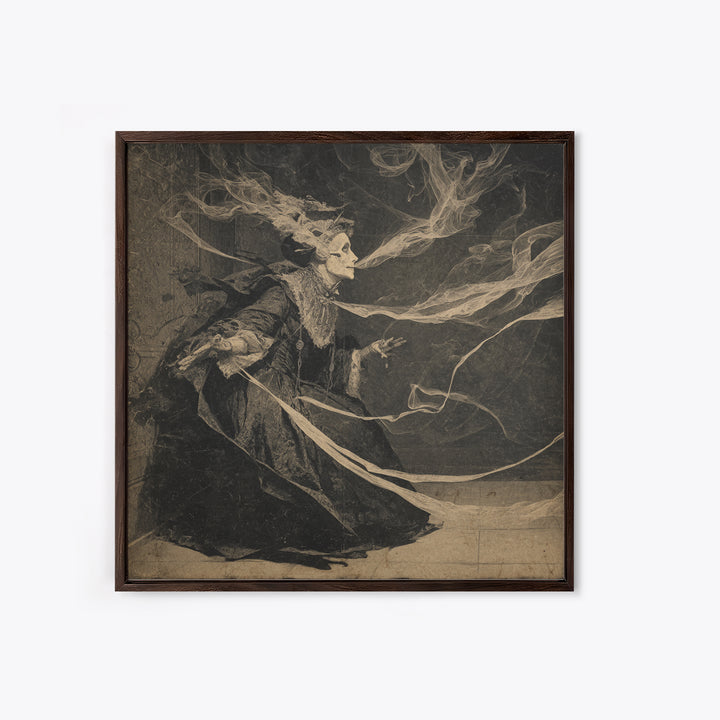 The Haunted Portrait, Decadent Gothic Art, Square Wall Art, Dark Halloween Decor, Framed Canvas Print, Halloween Wall Art