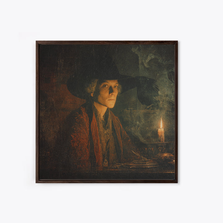The Haunted Portrait, Symbolist Etching Art, Square Wall Art, Gothic Horror Wall Art, Canvas Print, Halloween Wall Art