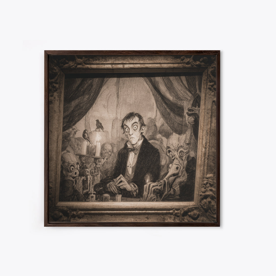 The Haunted Portrait, Expressionist Nightmare Art, Square Wall Art, Macabre Wall Art, Canvas Print, Halloween Wall Art, Dark Fantasy Art