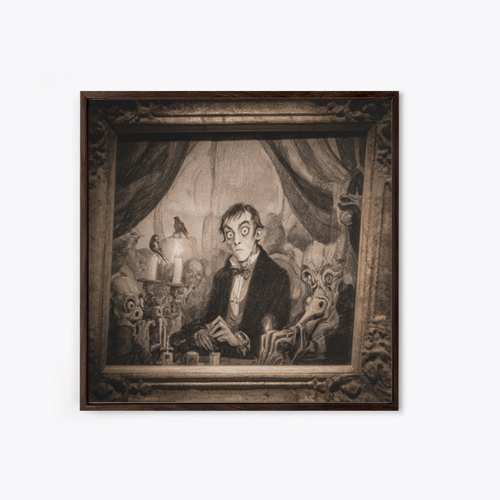 The Haunted Portrait, Expressionist Nightmare Art, Square Wall Art, Macabre Wall Art, Canvas Print, Halloween Wall Art, Dark Fantasy Art