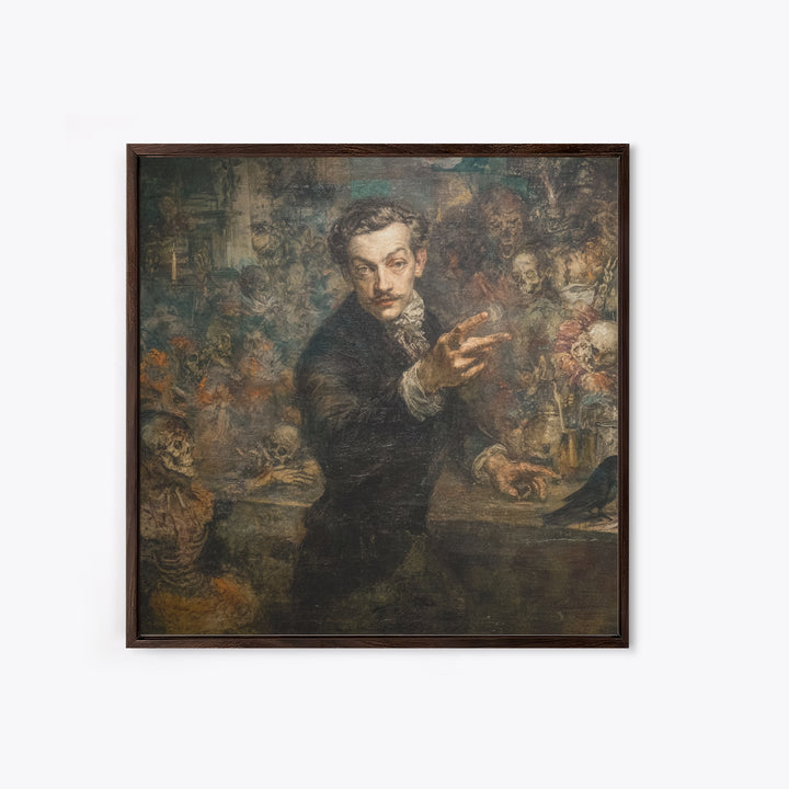 The Haunted Portrait, Grotesque Carnival Art, Square Wall Art, Dark Fantasy Wall Art, Framed Canvas Print, Halloween Wall Art