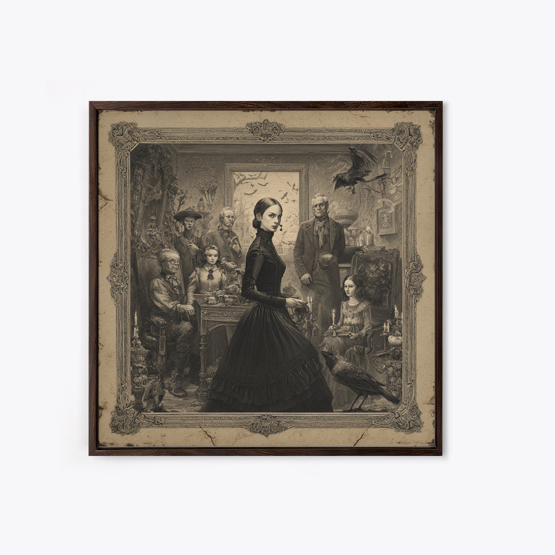 The Haunted Portrait, Victorian Macabre Art, Square Wall Art, Dark Fantasy Wall Art, Canvas Print, Halloween Wall Art, Horror Wall Art