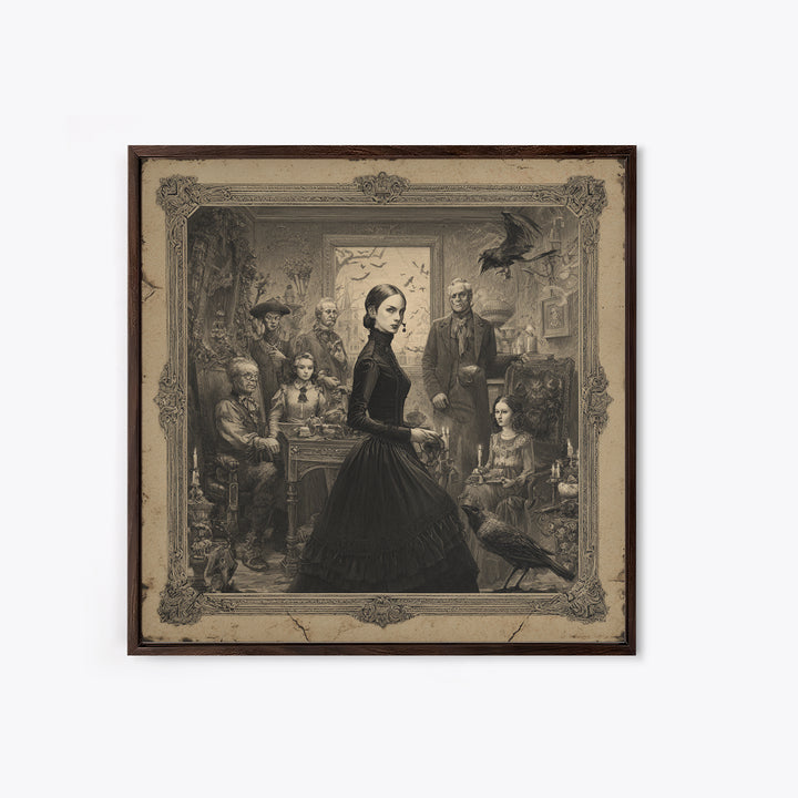 The Haunted Portrait, Victorian Macabre Art, Square Wall Art, Dark Fantasy Wall Art, Canvas Print, Halloween Wall Art, Horror Wall Art