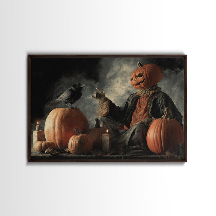 Vintage Orange-And-Black Halloween, Gothic Nightmare Art, Landscape Wall Art, Dark Fantasy Wall Art, Canvas Print, Halloween Wall Art
