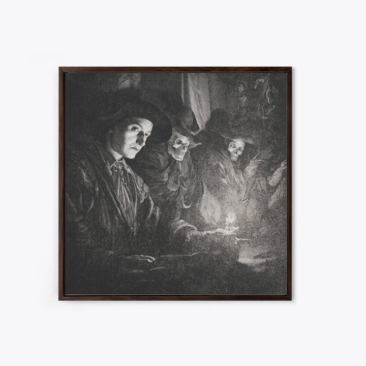 Monochrome Gothic Halloween, Danse Macabre Art, Square Wall Art, Gothic Horror Wall Art, Canvas Print