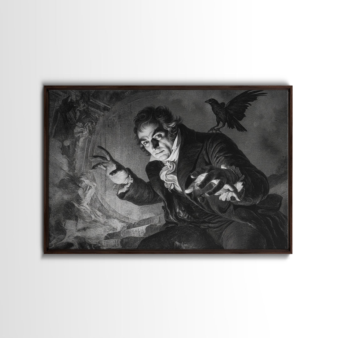 Monochrome Gothic Halloween, Dark Romantic Horror Art, Landscape Wall Art, Macabre Wall Art, Canvas Print, Halloween Wall Art